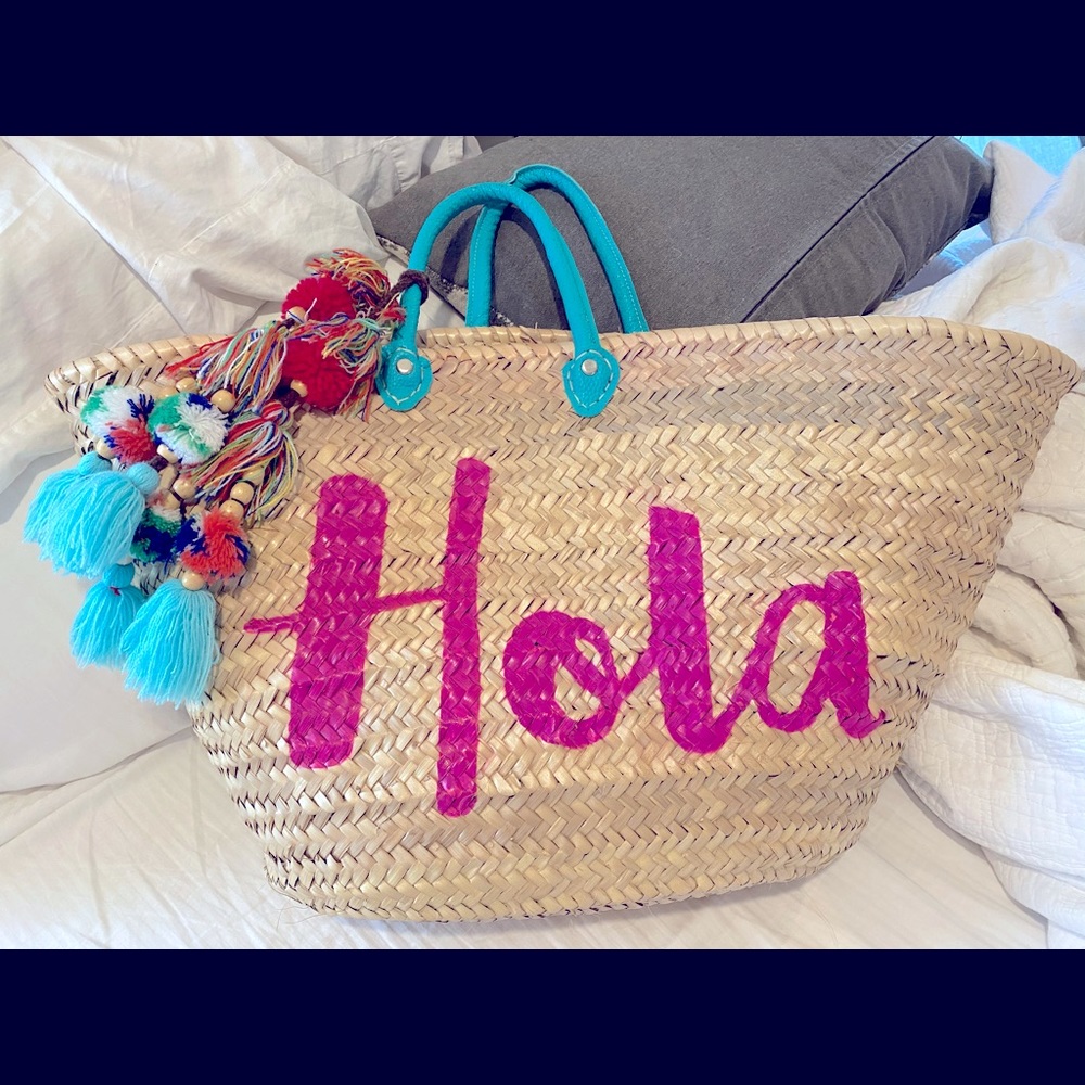 Misa Hola Beach Tote w/Leather Straps & Tassels